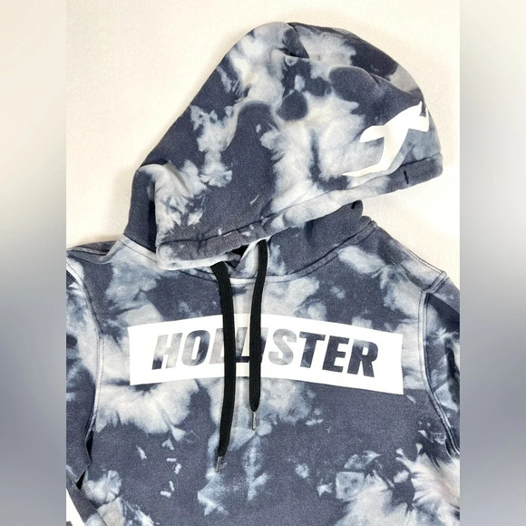 HOLLISTER Men’s Hoodie Sweatshirt Tie Dye Blue Spell Out Logo Sleeves Size‎ XS - Picture 3 of 10